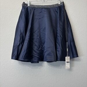 NWT Vienna Women's Skirt Navy Blue Size 12 Rhinestone Trim Prom Homecoming